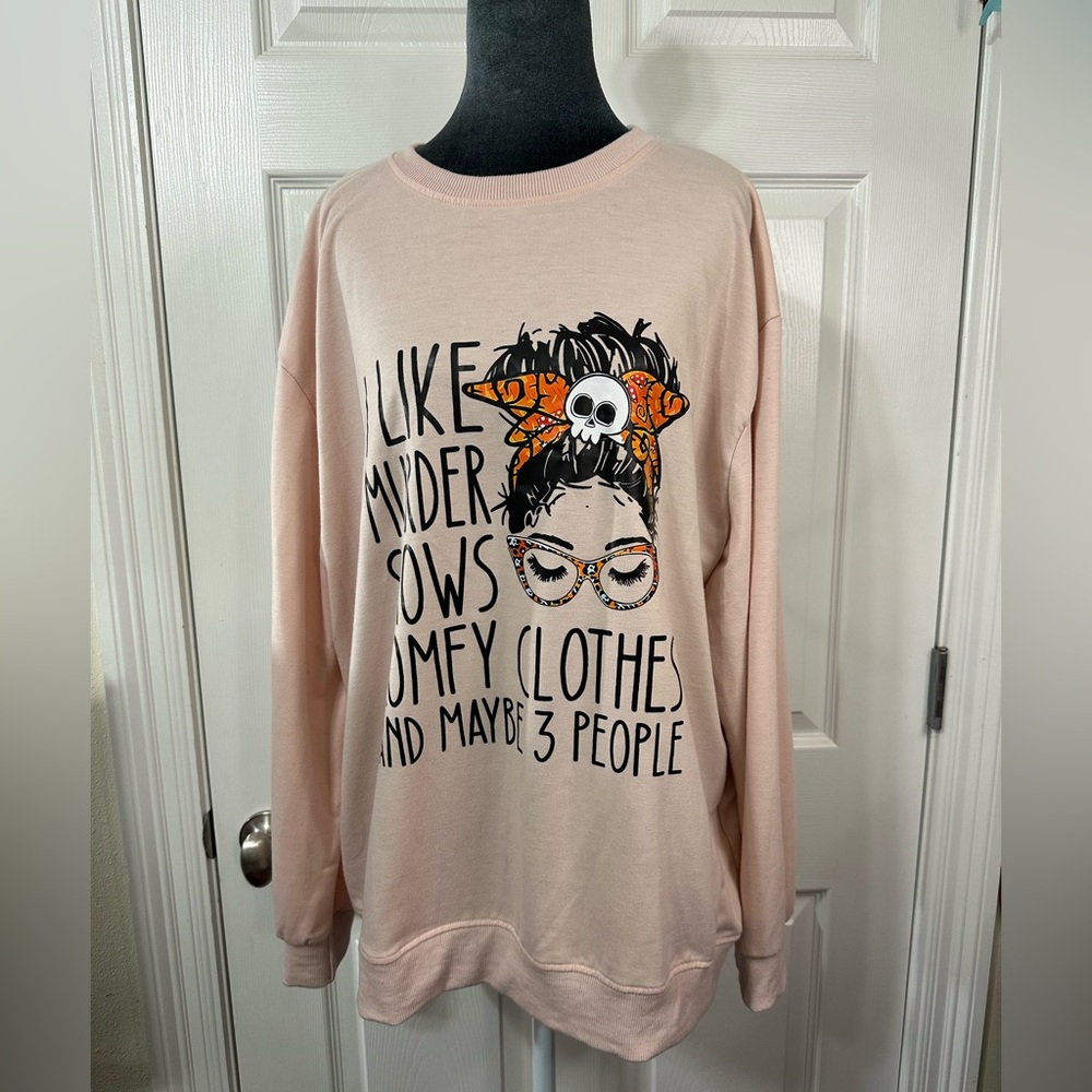 Soft Pink Fun Knit Sweater Halloween Fall Black Hair girl w/ skeleton headband